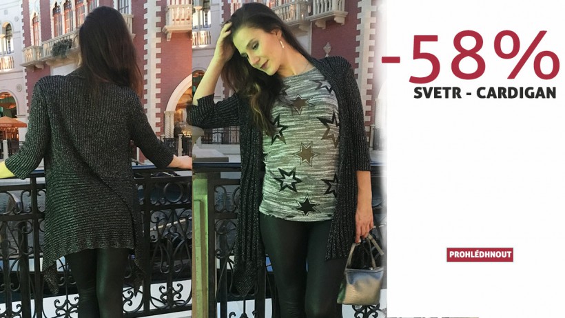 Aktuální akce - 58% sleva na Dámský dlouhý svetr Cardigan Silver - Černá